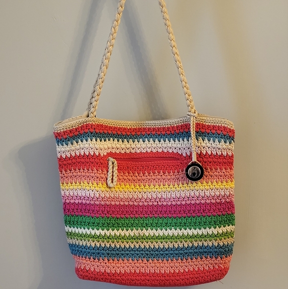 The Sak Handbags - The Sak Bright Woven Striped Tote With Woven Top Handles